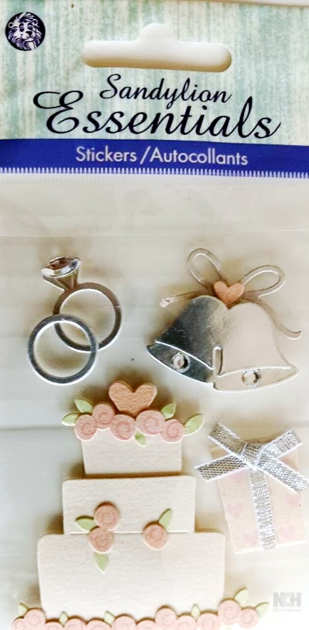 Sandylion Essentials Vintage Wedding Cake Dimensional Stickers